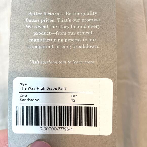 Everlane The Way-High Drape Pant In Sandstone Size 12 Short New - Picture 12 of 14
